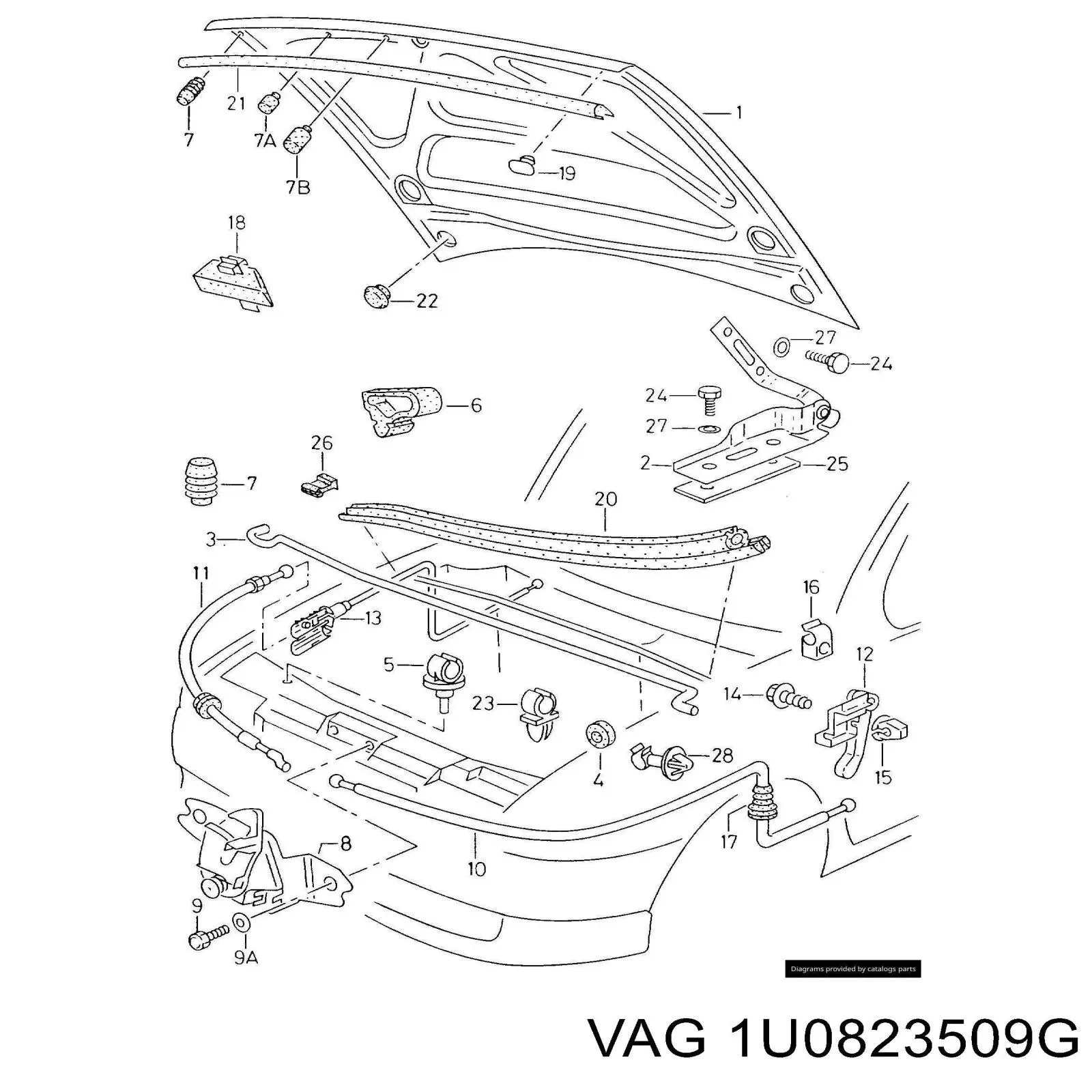 Купить 1U0823509G VAG Замок капота