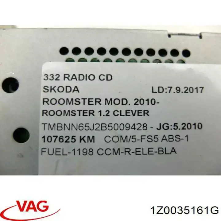 1Z0035161G VAG aparelhagem de som (rádio am/fm)