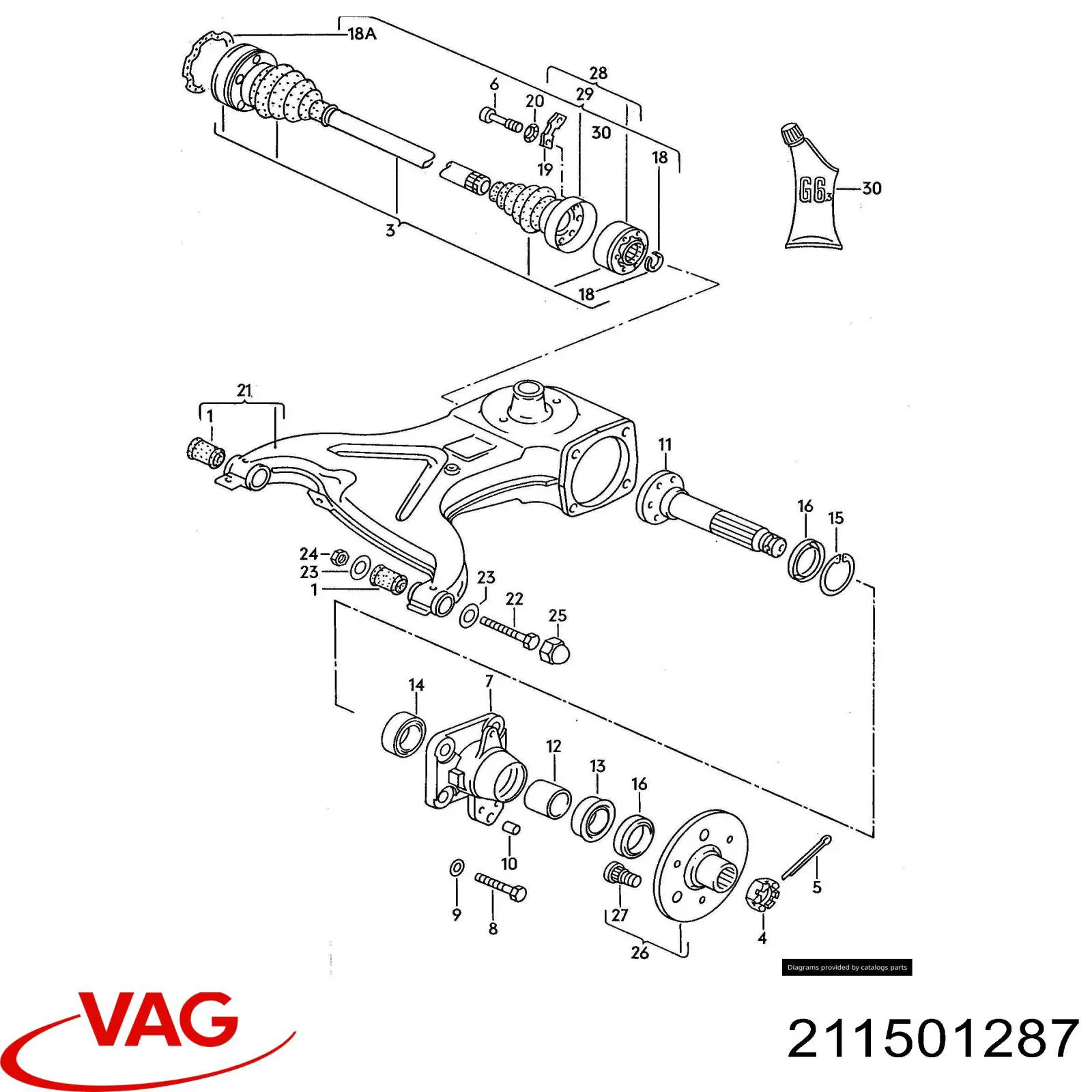 Подшипник ступицы задней внутренний VAG 211501287 цена, от 6.09 USD
