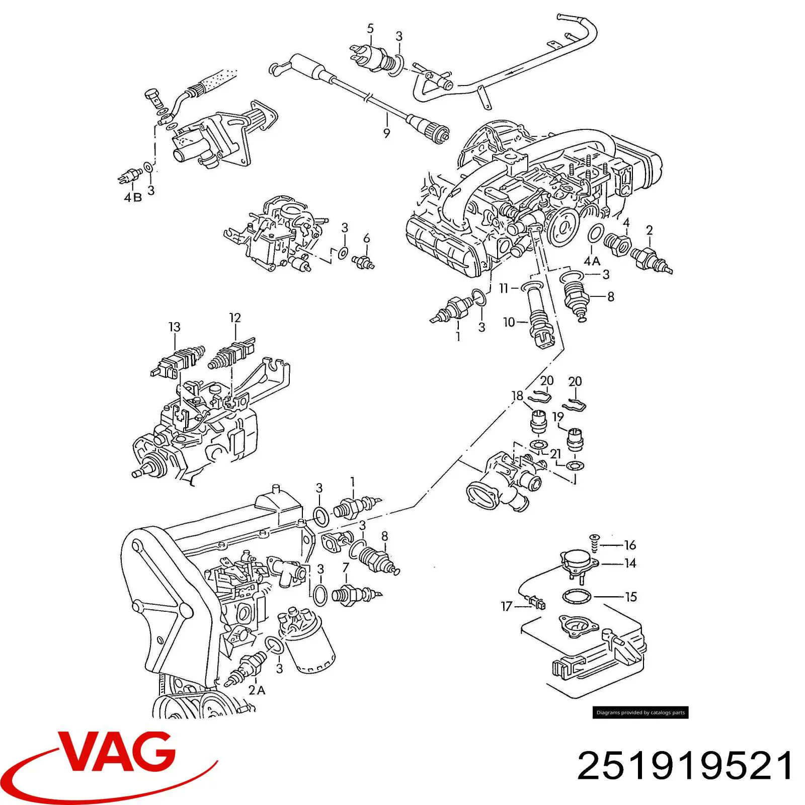 Датчик указателя температуры охлаждающей жидкости VAG 251919521 цена, от 10.61 USD