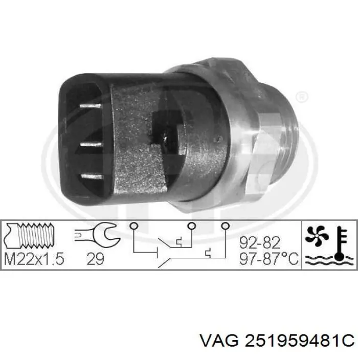 Датчик включения вентилятора радиатора 251959481C VAG