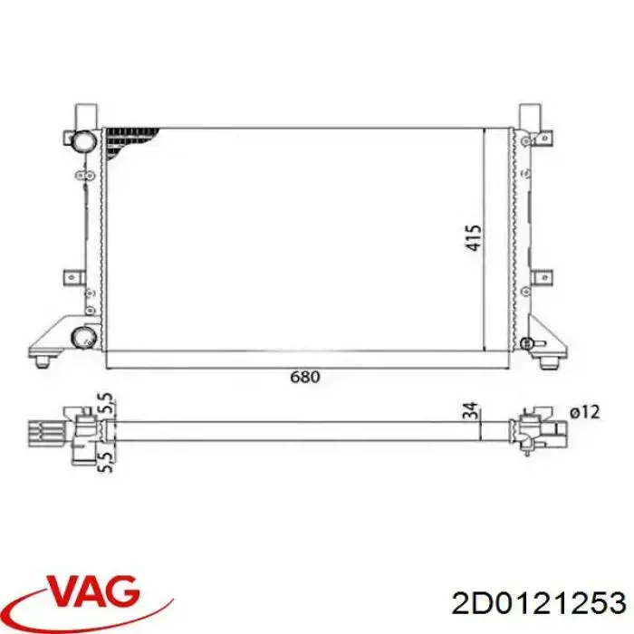 Радиатор охлаждения двигателя VAG 2D0121253 цена, от 69.53 USD