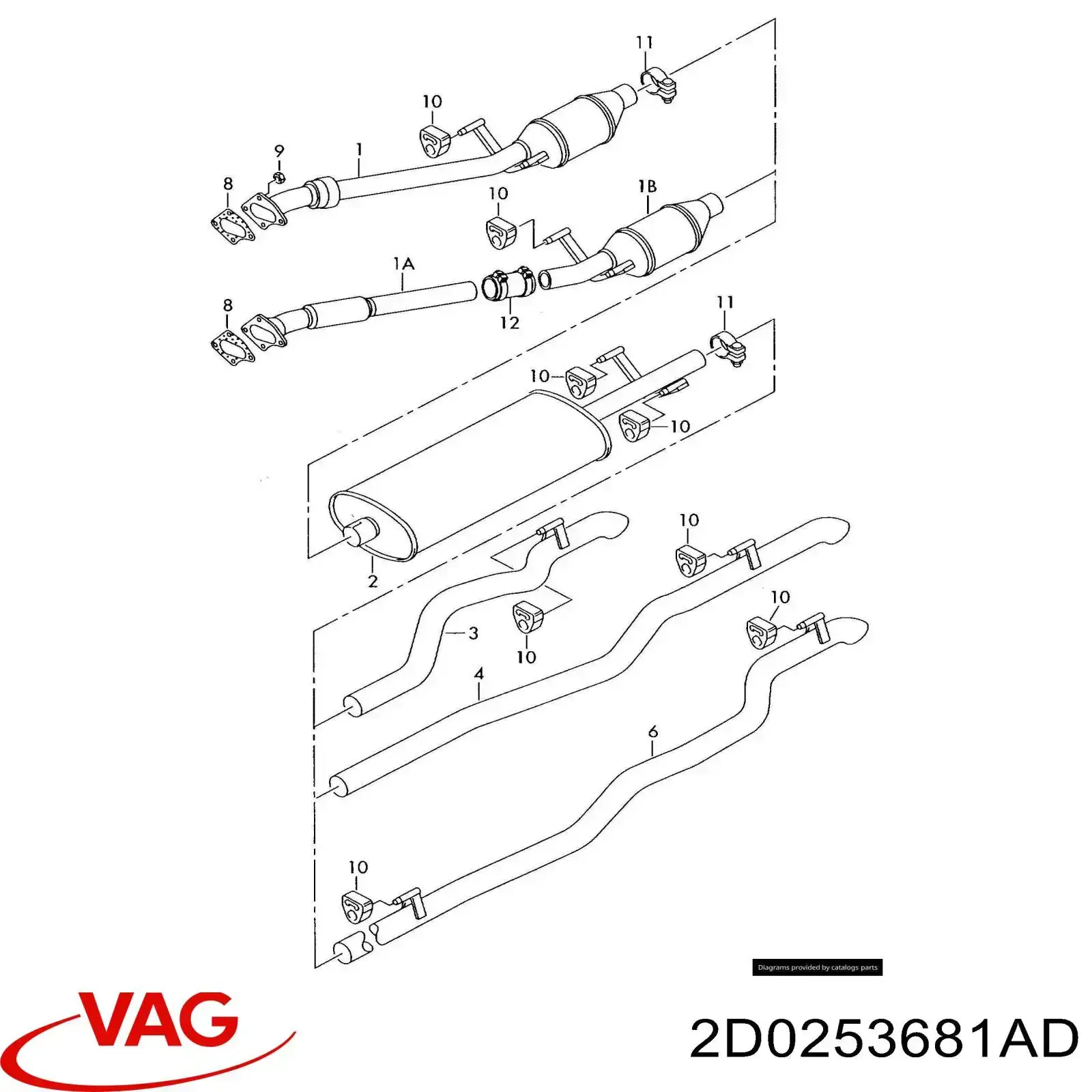 Приёмная труба 2D0253681AD VAG