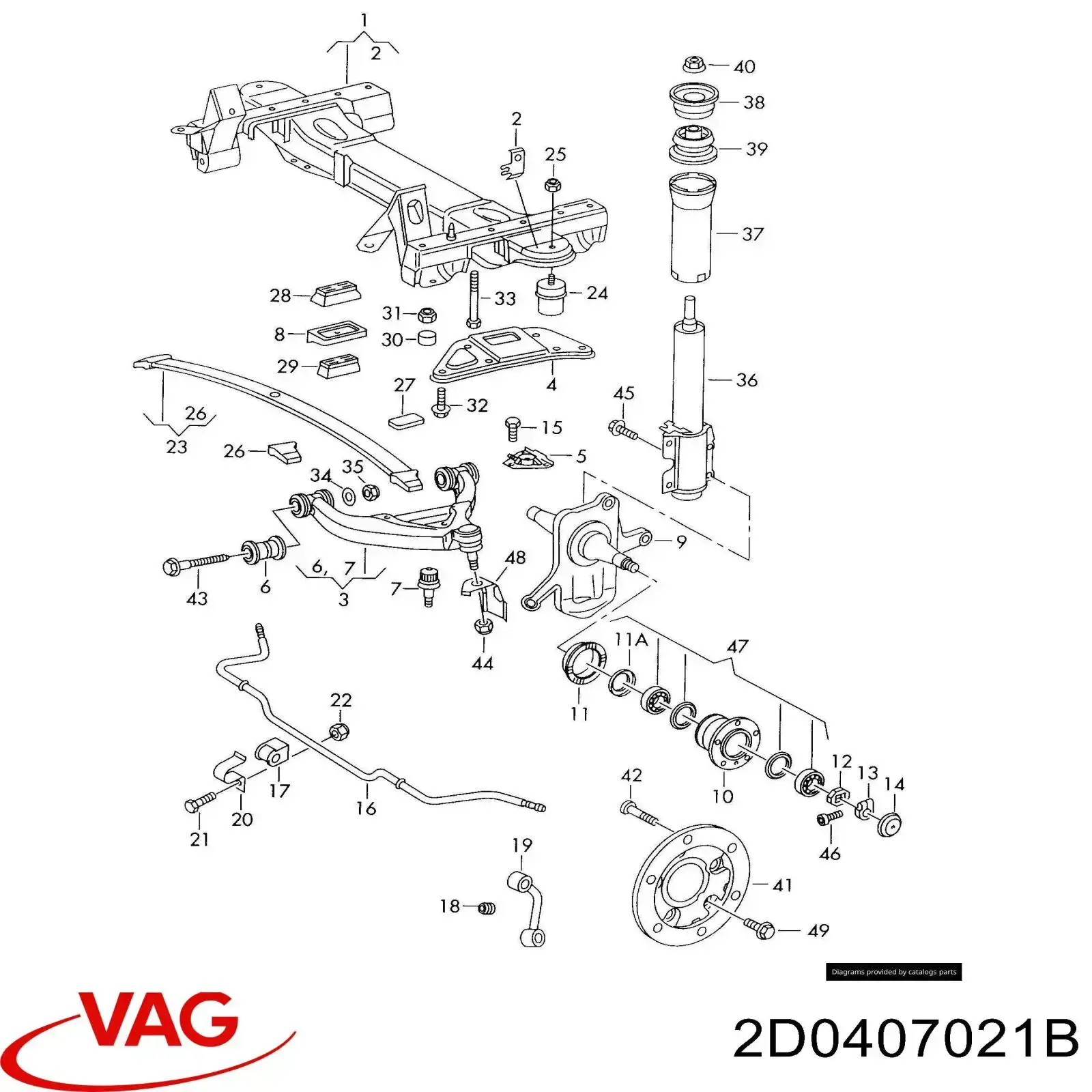 Купить 2D0407021B VAG Рычаг передней подвески левый