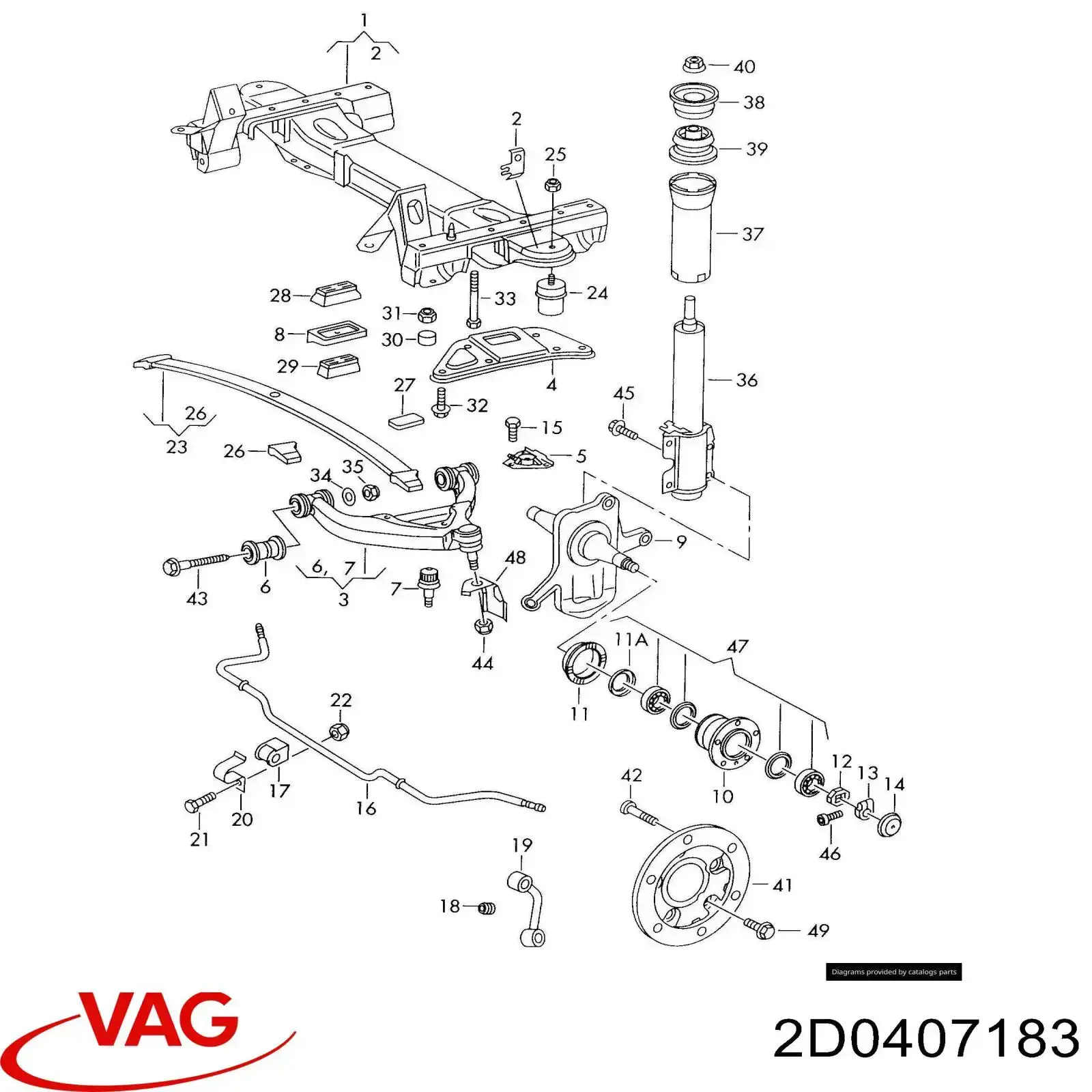 Купить 2D0407183 VAG Опора переднего амортизатора