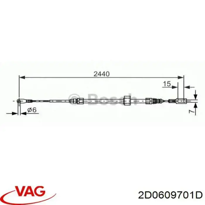 Трос ручного тормоза передний VAG 2D0609701D цена, от 10.65 USD