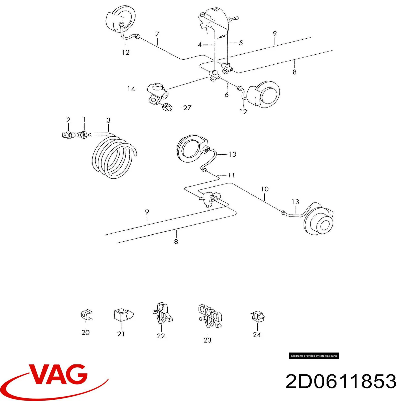 2D0611853 VAG Скоба тормозной трубки