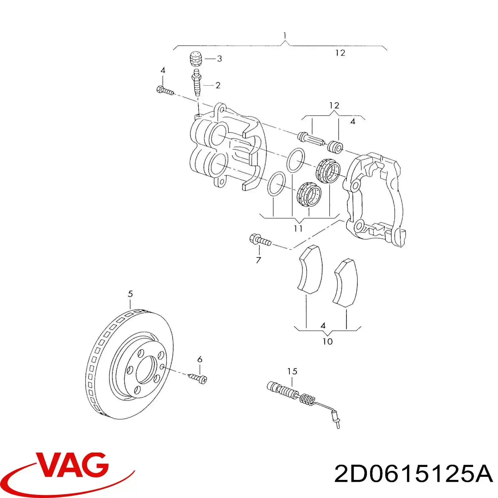 Скоба тормозного суппорта заднего 2D0615125A VAG