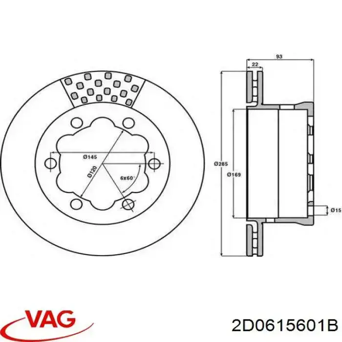 Задний тормозной диск VAG 2D0615601B цена, от 42.92 USD