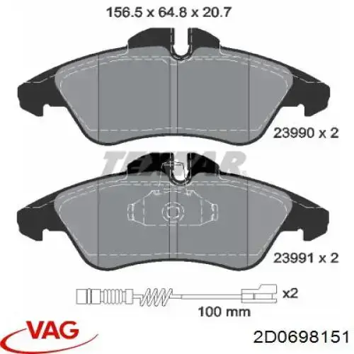 Колодки VAG 2D0698151 цена, от 18.73 USD