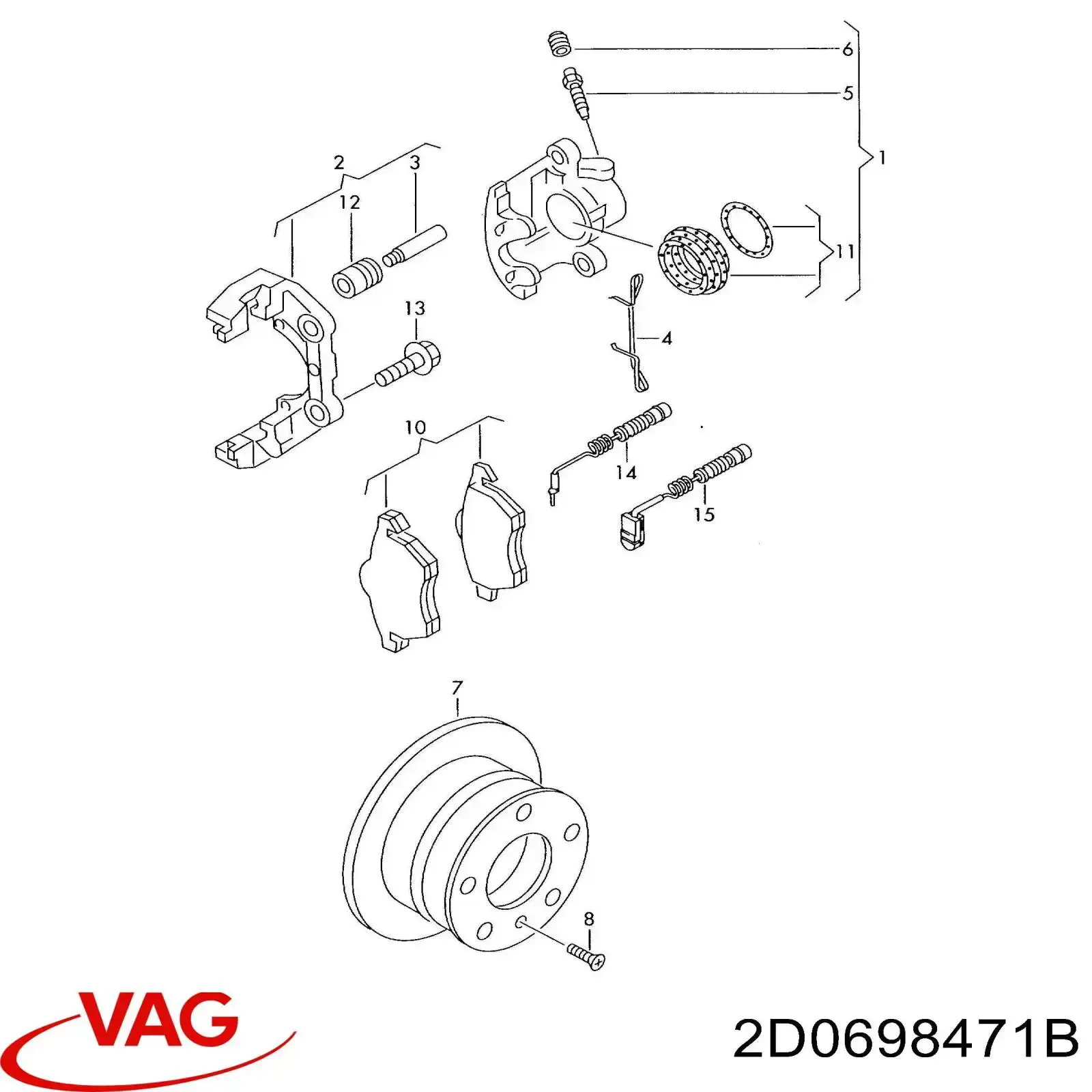 2D0698471B VAG ремкомплект суппорта тормозного заднего