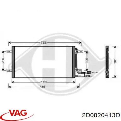 2D0820413D VAG радиатор кондиционера