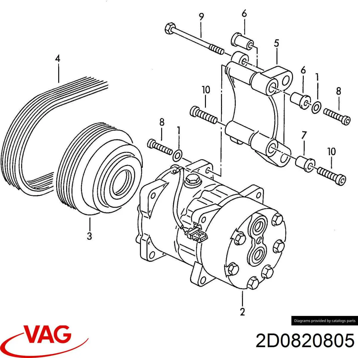 Компрессор кондиционера 2D0820805 VAG