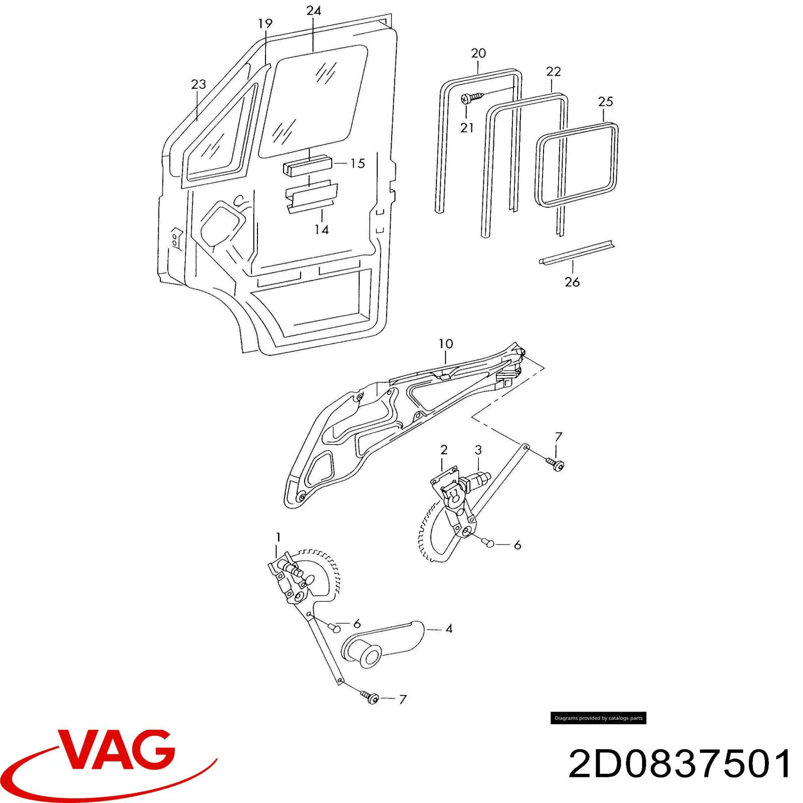 Mecanismo de acionamento de vidro da porta dianteira esquerda para Volkswagen LT (2DM)