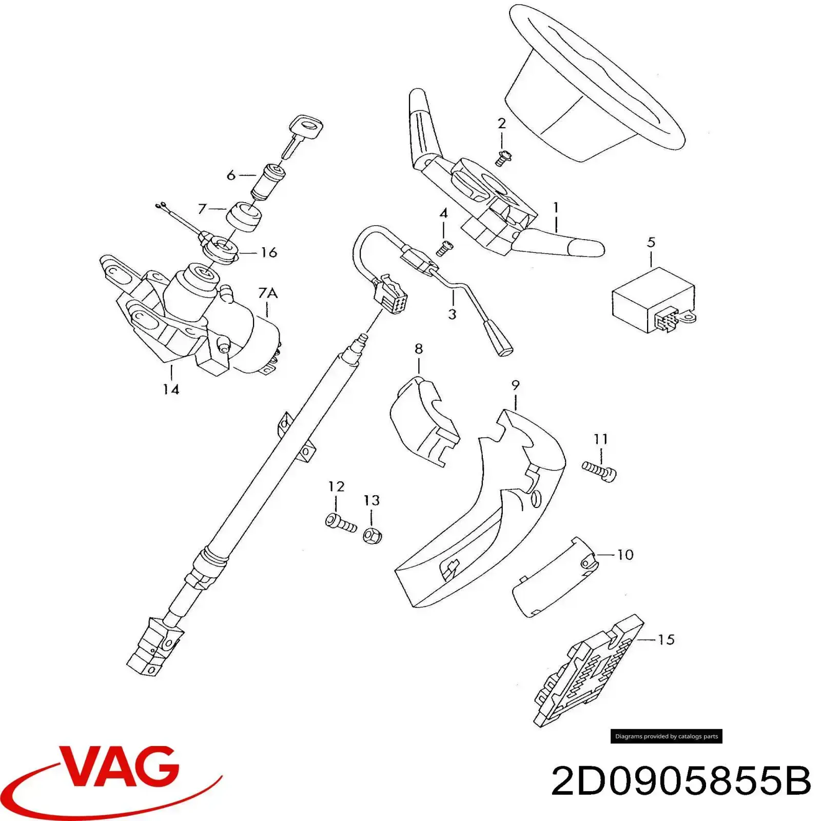 2D0905855D VAG trinco de fecho de ignição