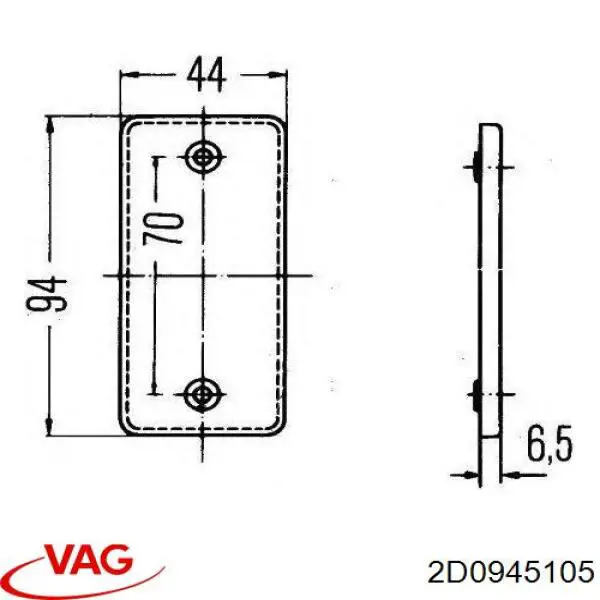 Катафот заднего бампера 2D0945105 VAG