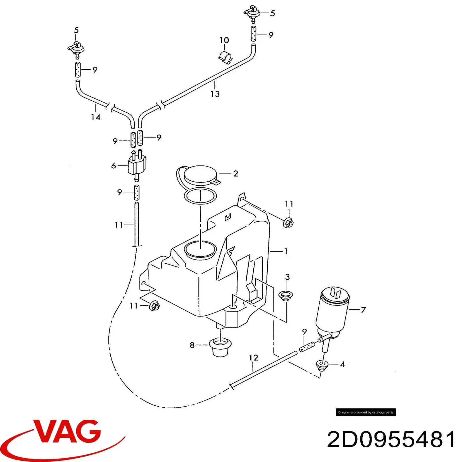 Обратный клапан омывателя лобового стекла VAG 2D0955481