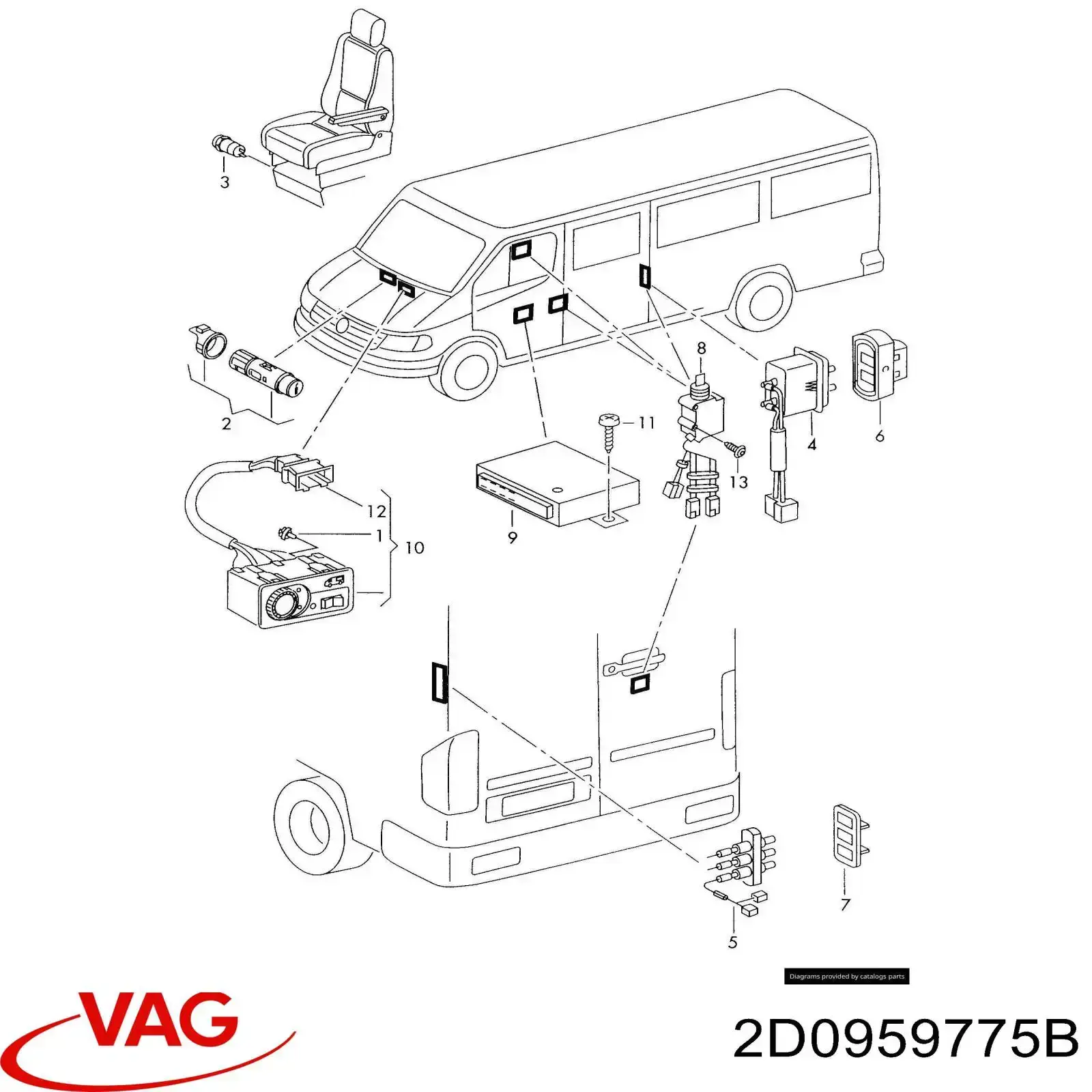 Актуатор замка багажника 2D0959775B VAG