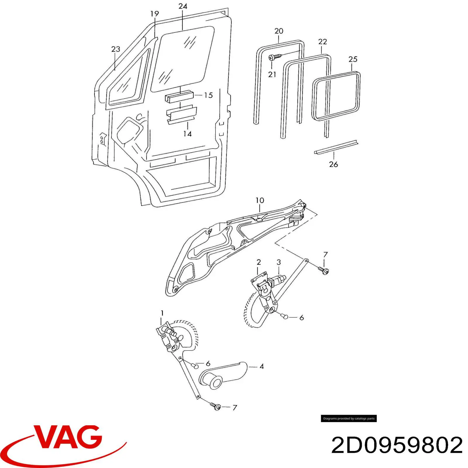 Стеклоподъемник передней правой двери VAG 2D0959802 цена, от 273.92 USD