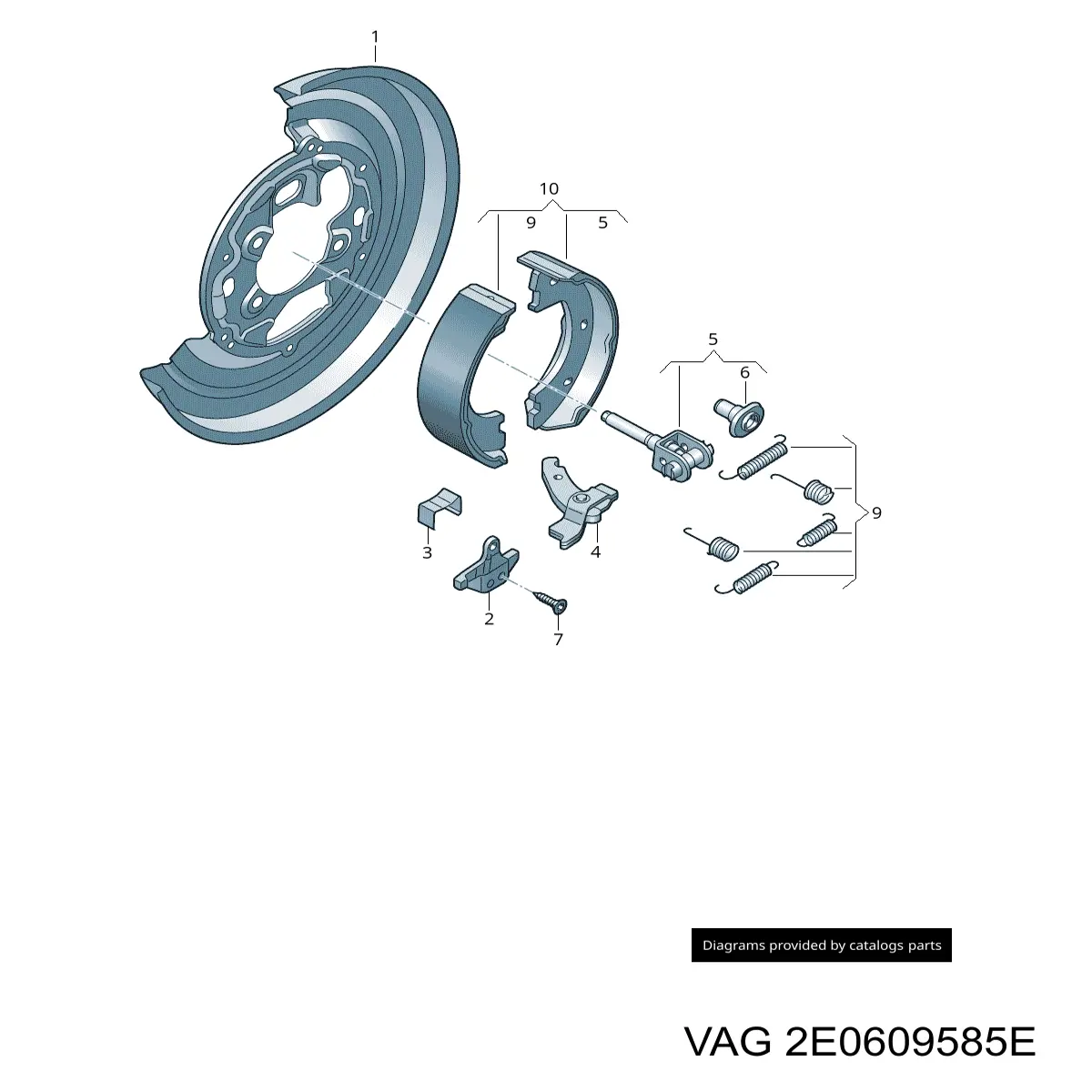 2E0609585F VAG механизм подвода (самоподвода барабанных колодок (разводной ремкомплект))