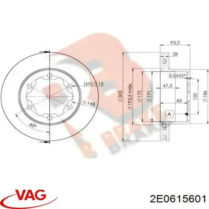 2E0615601 VAG Дисковый тормоз