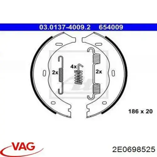 Тормозные колодки стояночного тормоза VAG 2E0698525 цена, от 21.28 USD