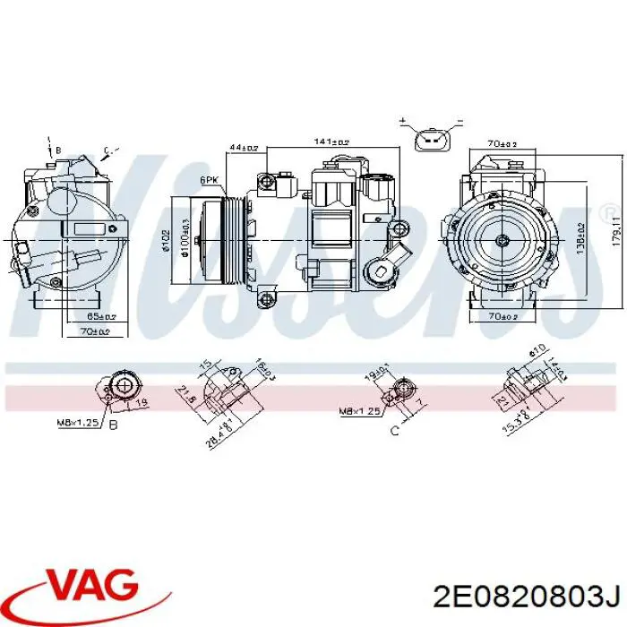 2E0820803J VAG compressor de aparelho de ar condicionado
