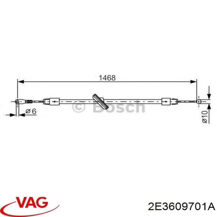 Передний трос ручника 2E3609701A VAG