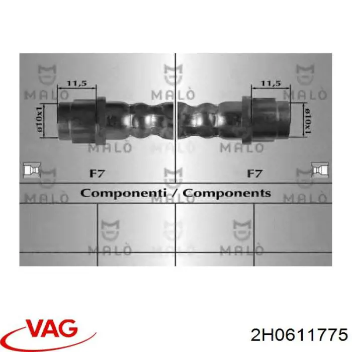 Тормозной шланг задний VAG 2H0611775 цена, от 6.28 USD