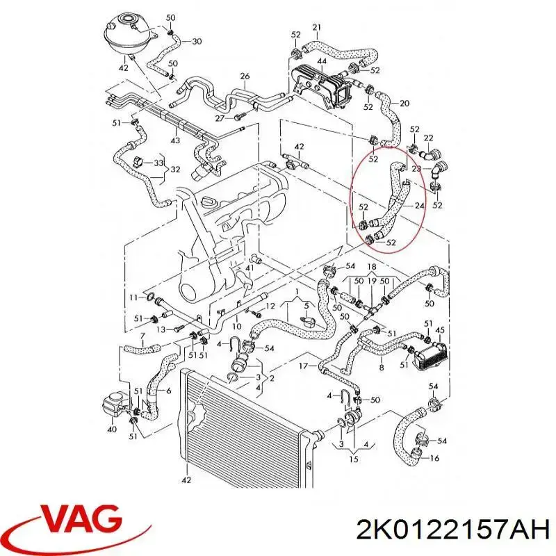 Шланг печки/отопителя VAG 2K0122157AH