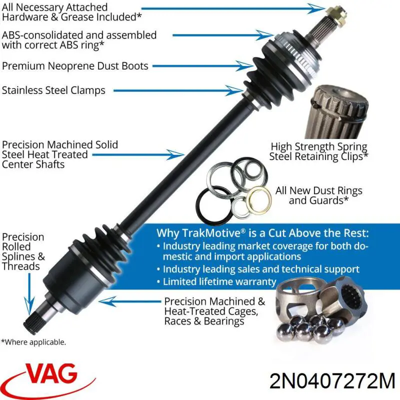 Полуось (привод) передняя правая 2N0407452CV VAG