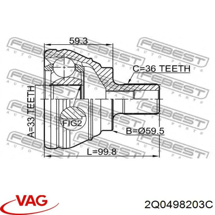 2Q0498203C VAG Пыльник шарнира привода