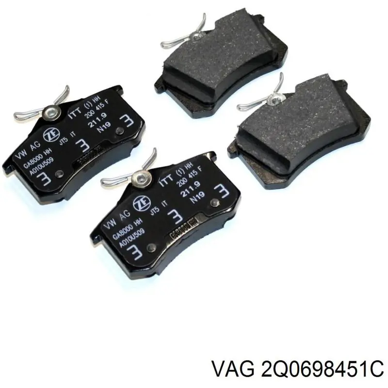 2Q0698451C VAG Колодки тормозные дисковые комплект