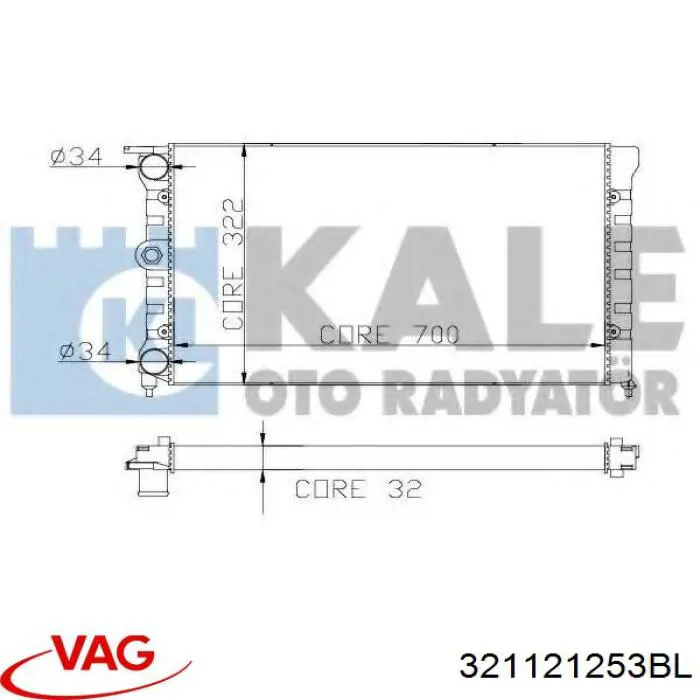 321121253BL VAG радиатор