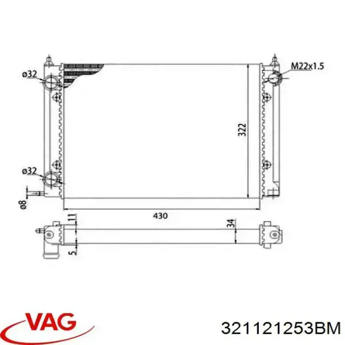 Купить 321121253BM VAG Радиатор водяной