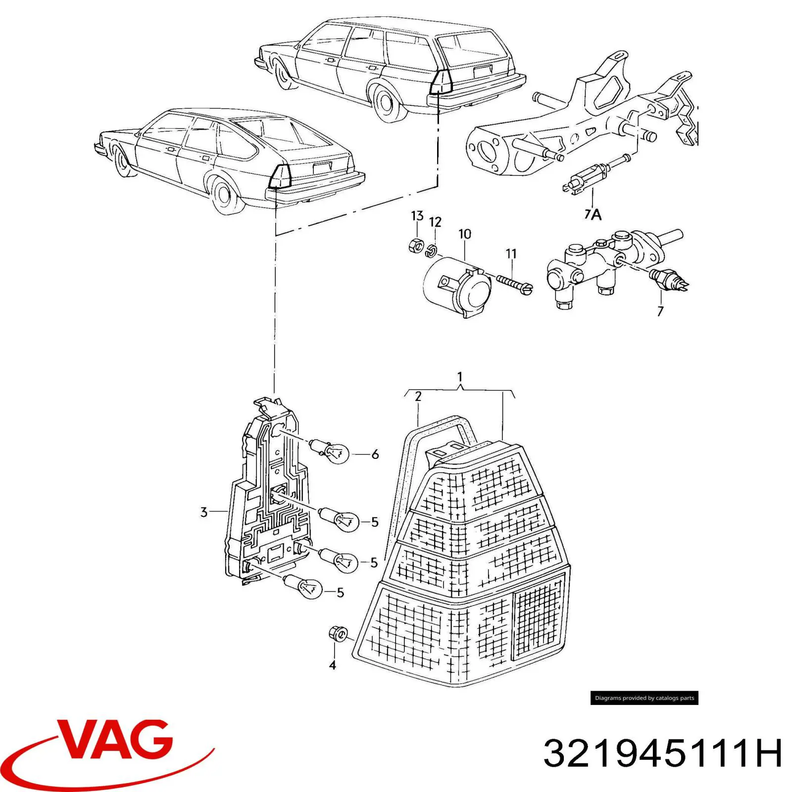 Фонарь задний левый 321945111J VAG