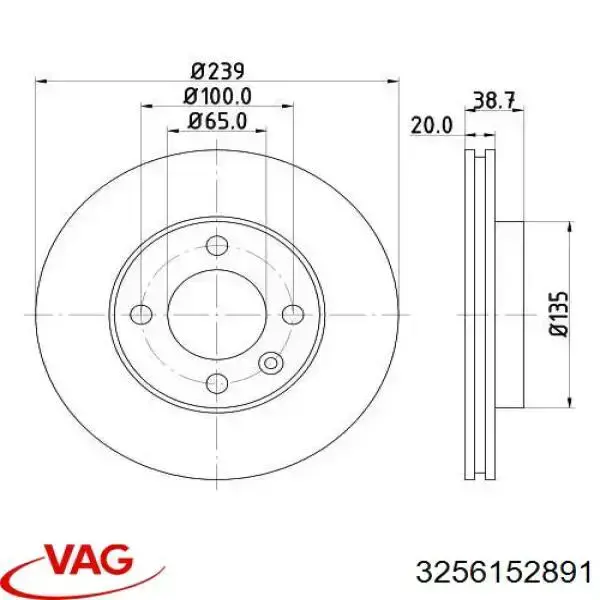 Передние тормозные диски 3256152891 VAG