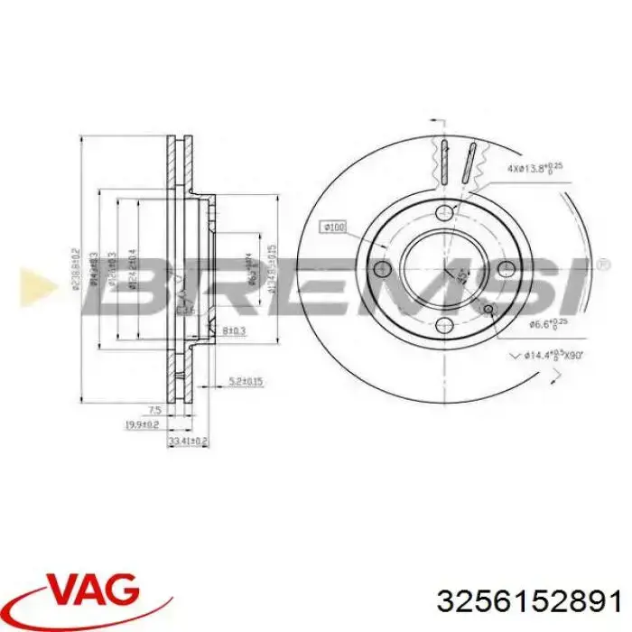 Тормоз дисковый передний VAG 3256152891 цена, от 22.40 USD