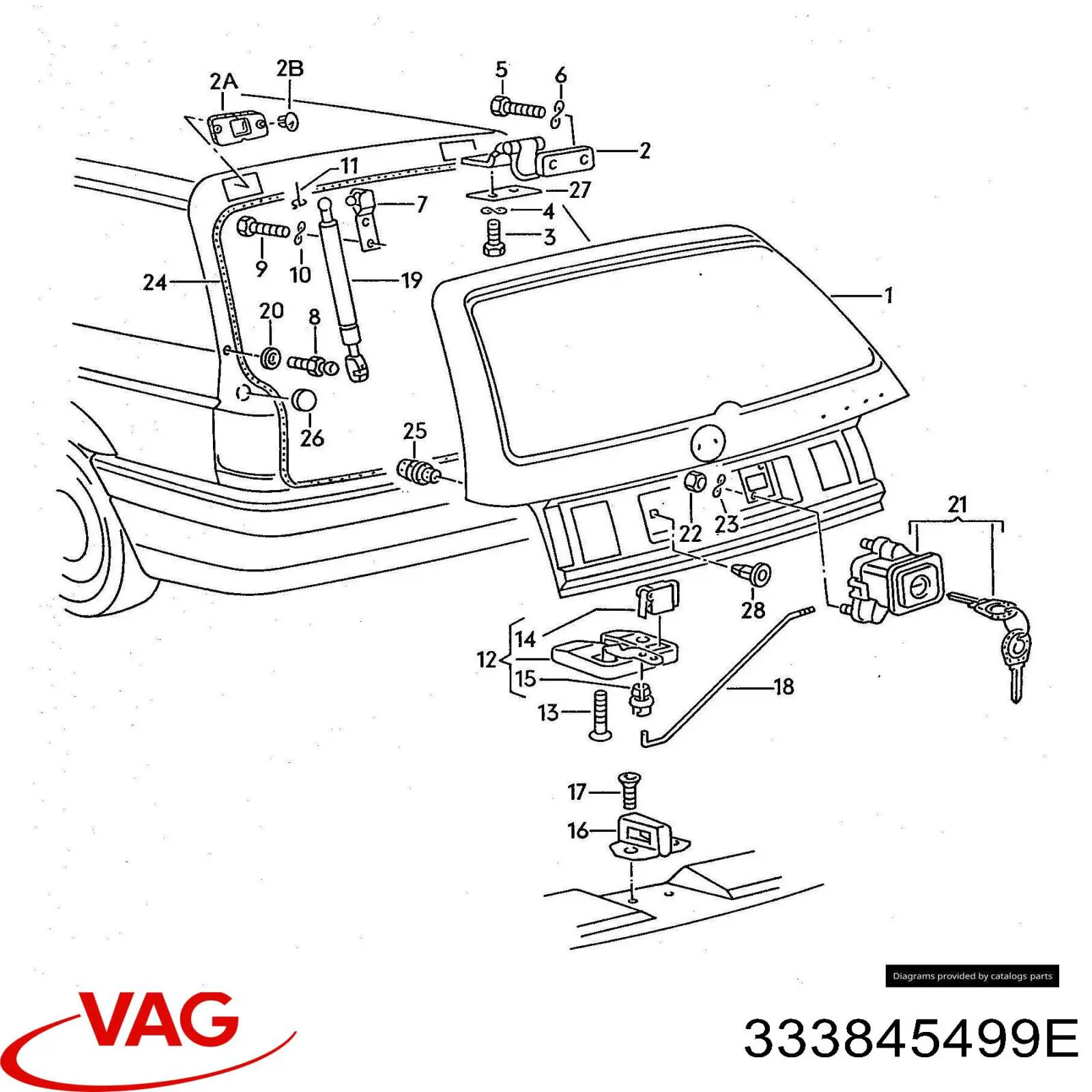 333845499E VAG Стекло двери задка