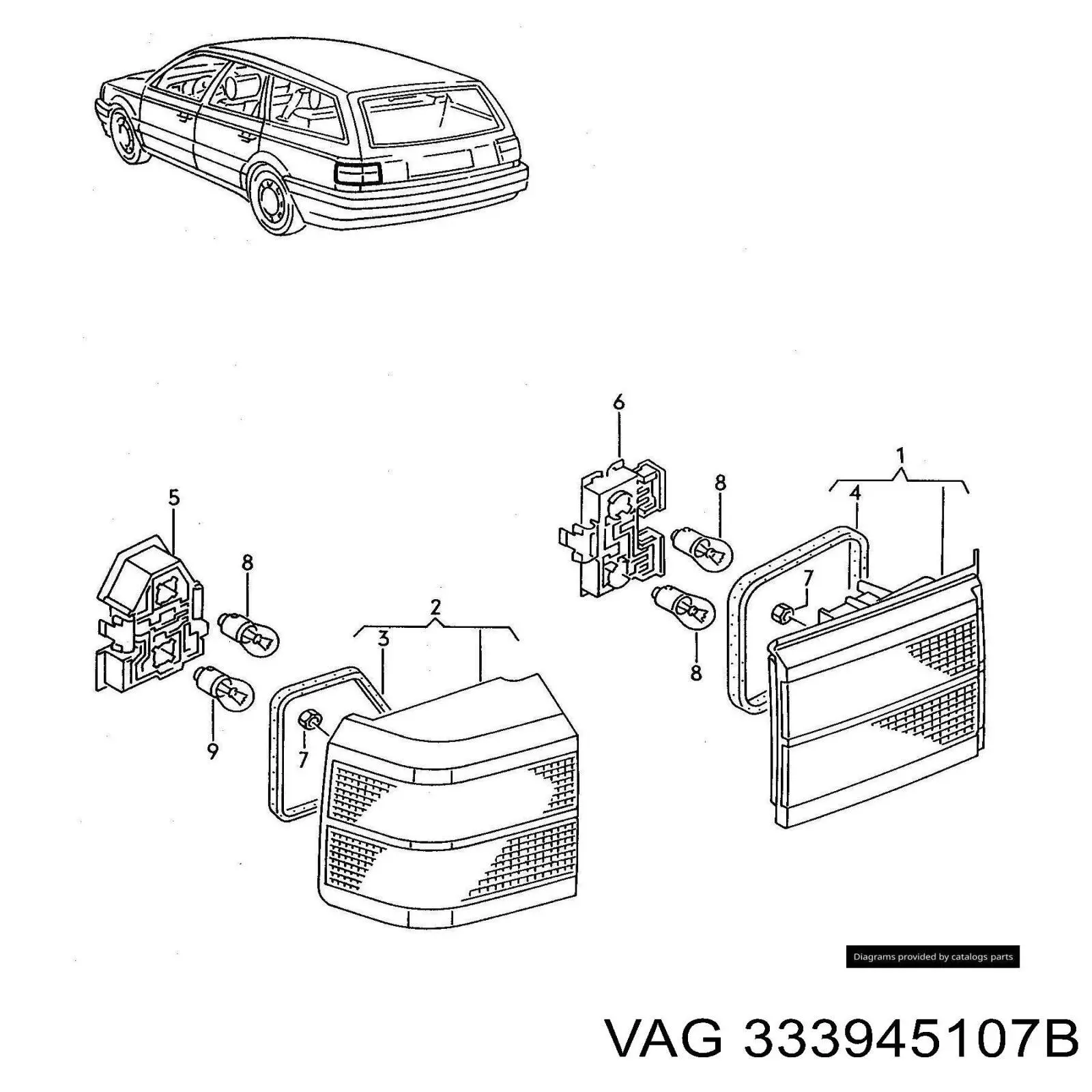 Фонарь задний левый внутренний 333945107B VAG