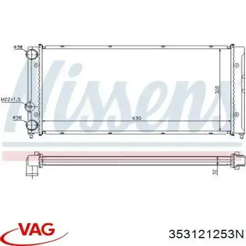 Купить 353121253N VAG Радиатор водяной