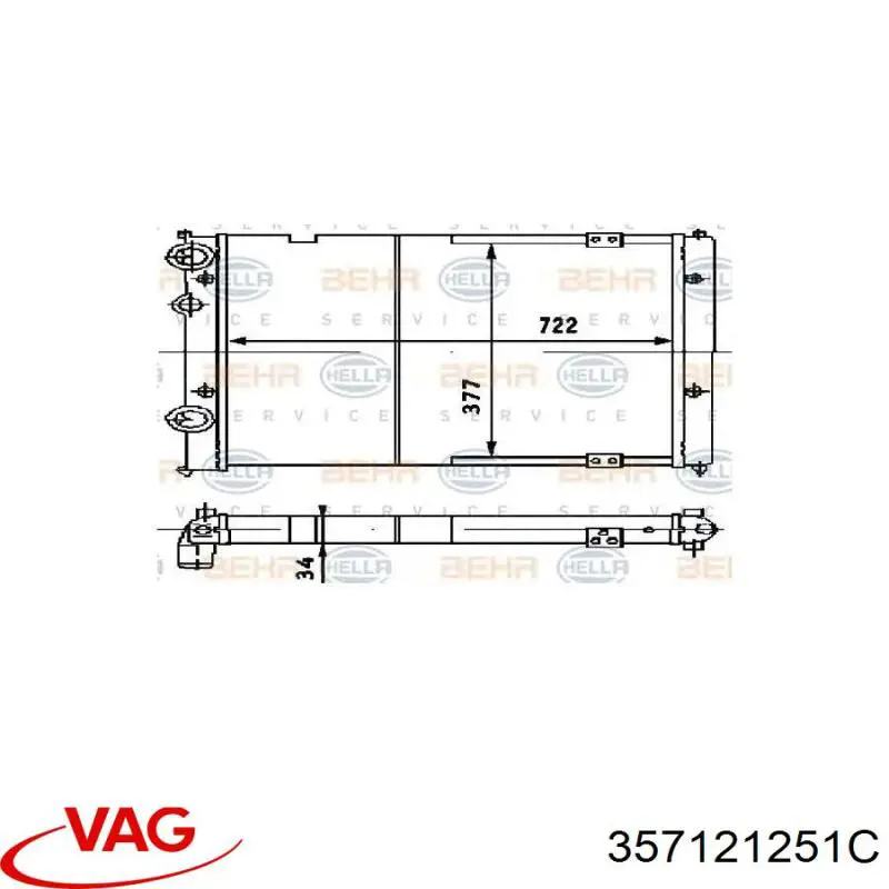 Купить 357121251C VAG Радиатор водяной