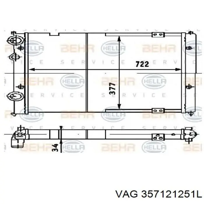 Радиатор охлаждения двигателя VAG 357121251L цена, от 50.68 USD