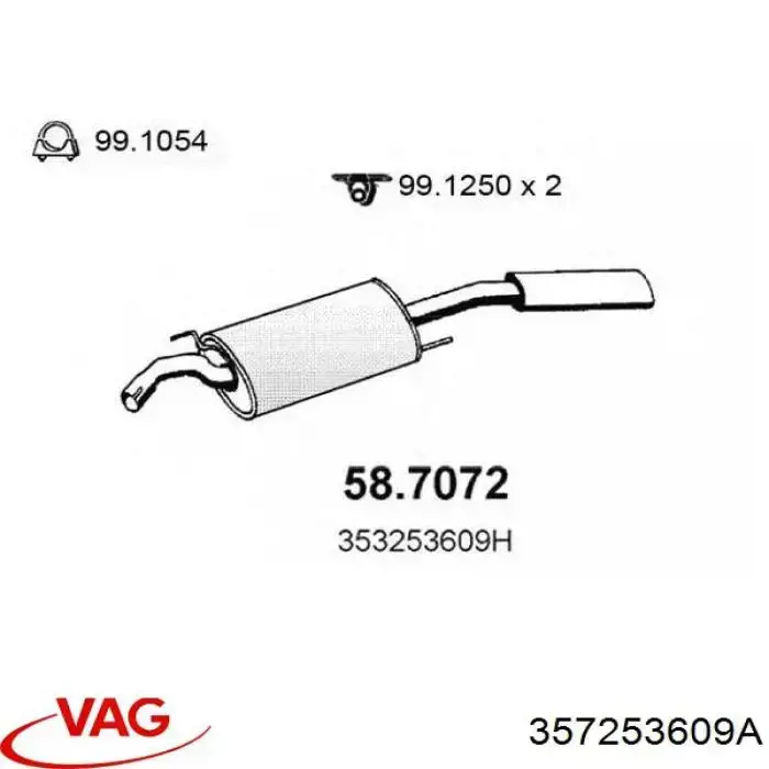 Купить 357253609A VAG Глушитель задний
