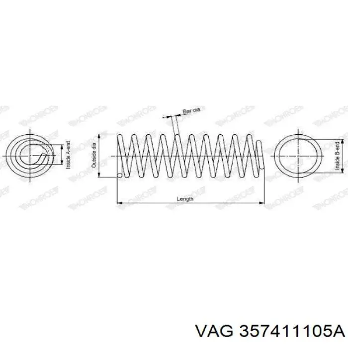 Передняя пружина 357411105A VAG