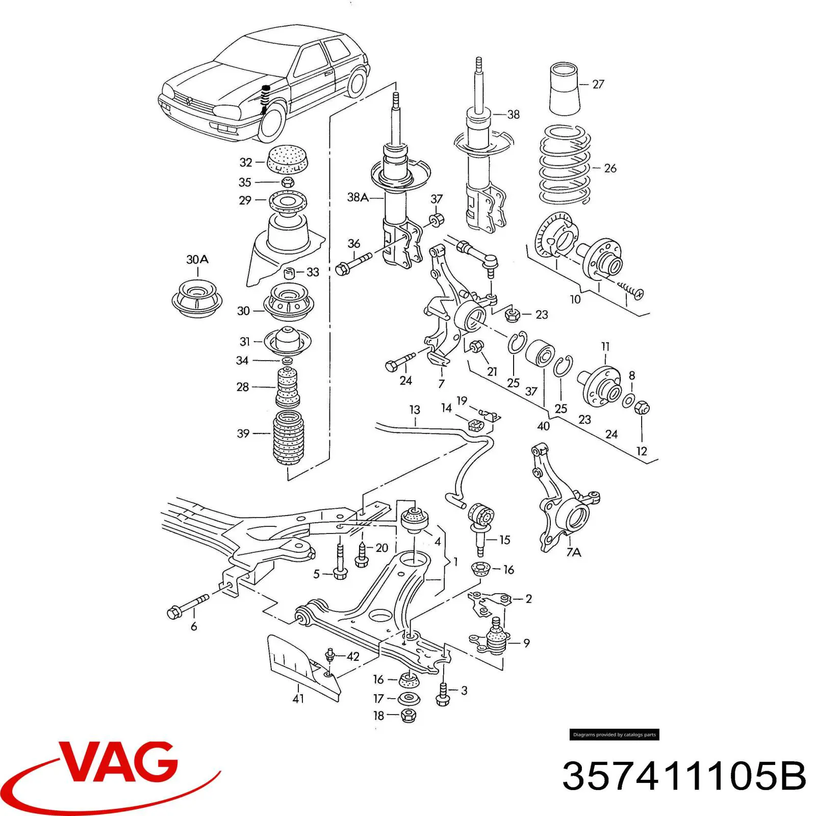 Пружина амортизатора передняя VAG 357411105B цена, от 40.19 USD