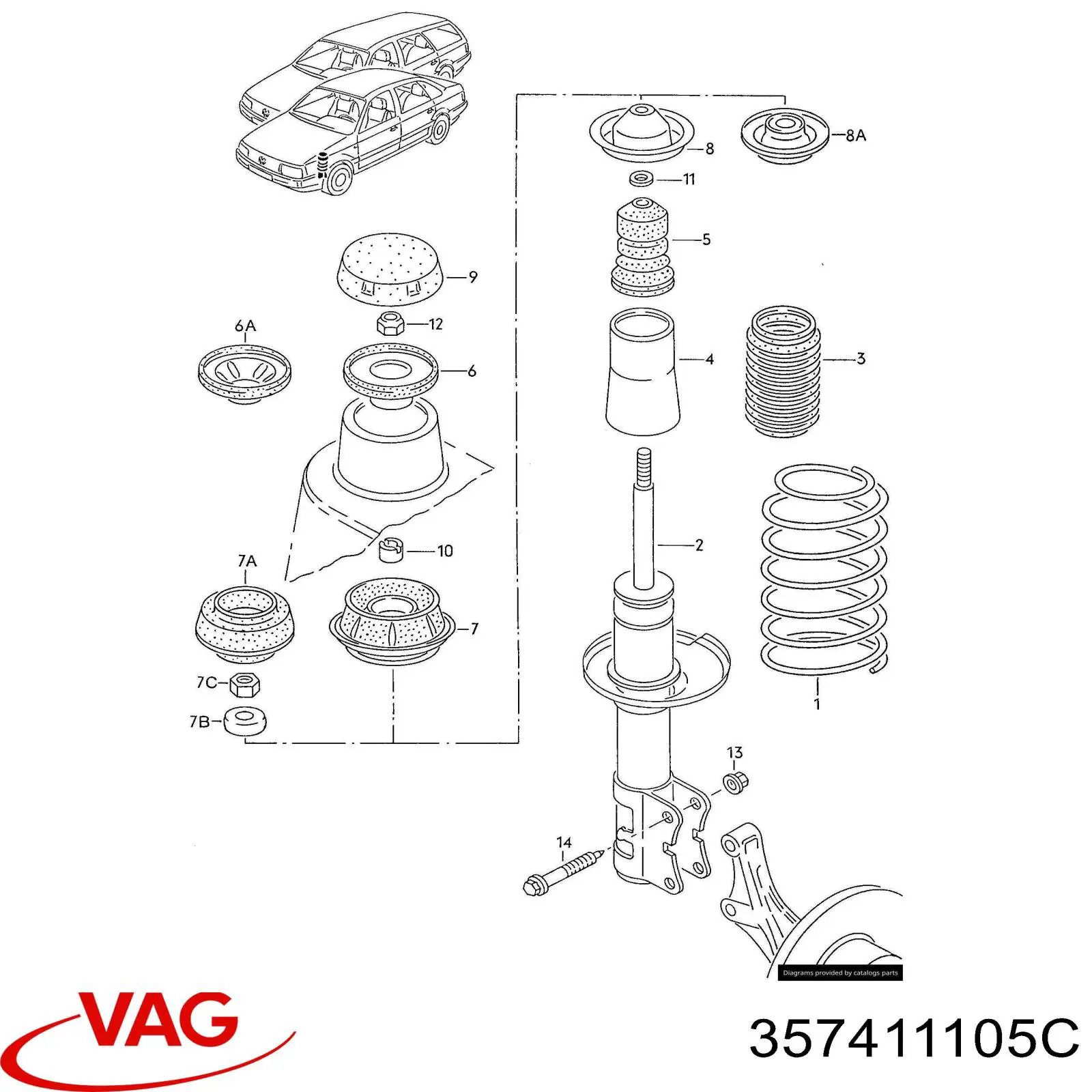 Пружина амортизатора передняя VAG 357411105C цена, от 263.63 USD