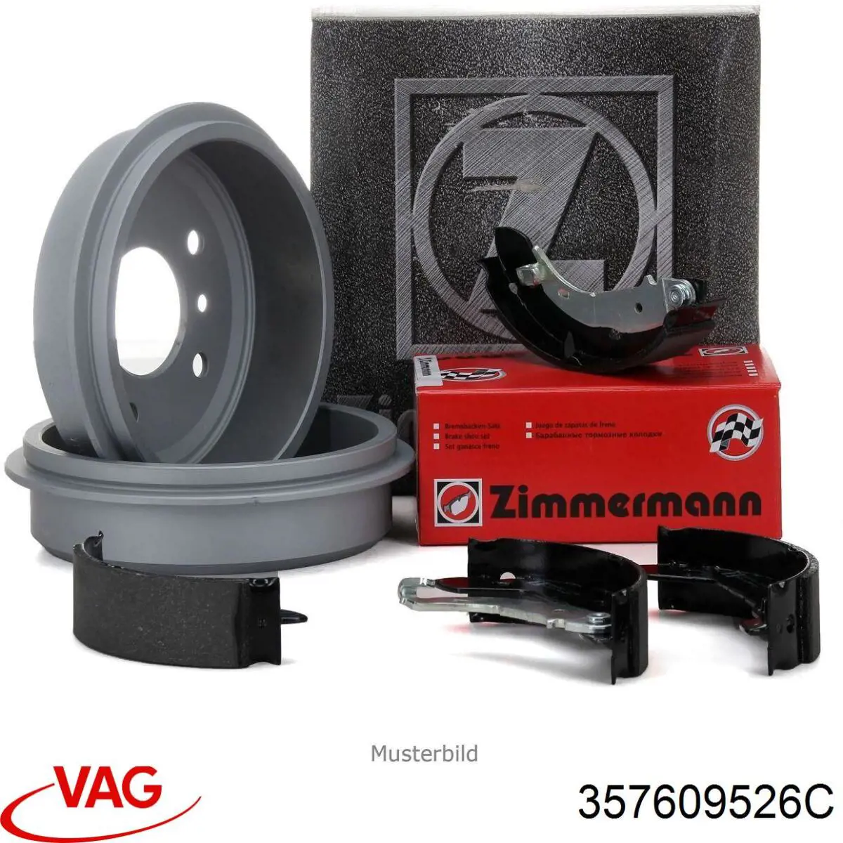 Купить 357609526C VAG Задние барабанные тормозные колодки