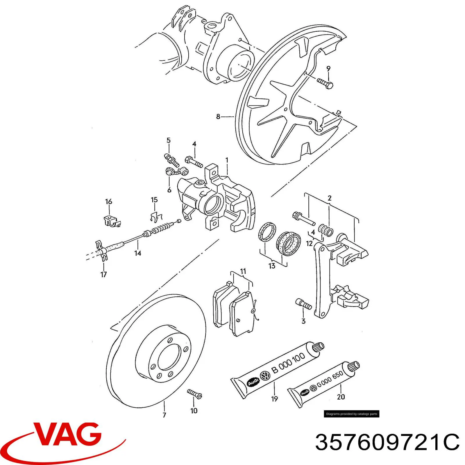 Задний трос ручника VAG 357609721C цена, от 21.21 USD