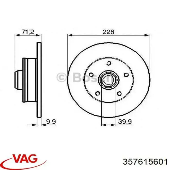 Купить 357615601 VAG Диск тормозной задний